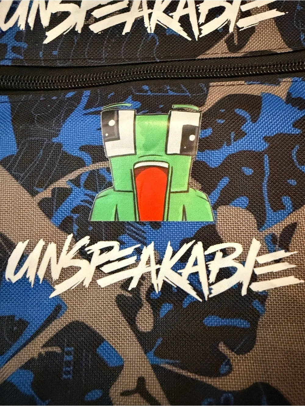 Unspeakable Blue Camo Crossbody Bag | Minecraft Frog Graphic | Kids Gamer Bag